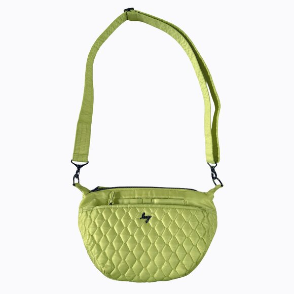 Lug Quilted Crescent Crossbody Bag Margarita Key Lime RFID Tech Flamingo Lining - Picture 1 of 12